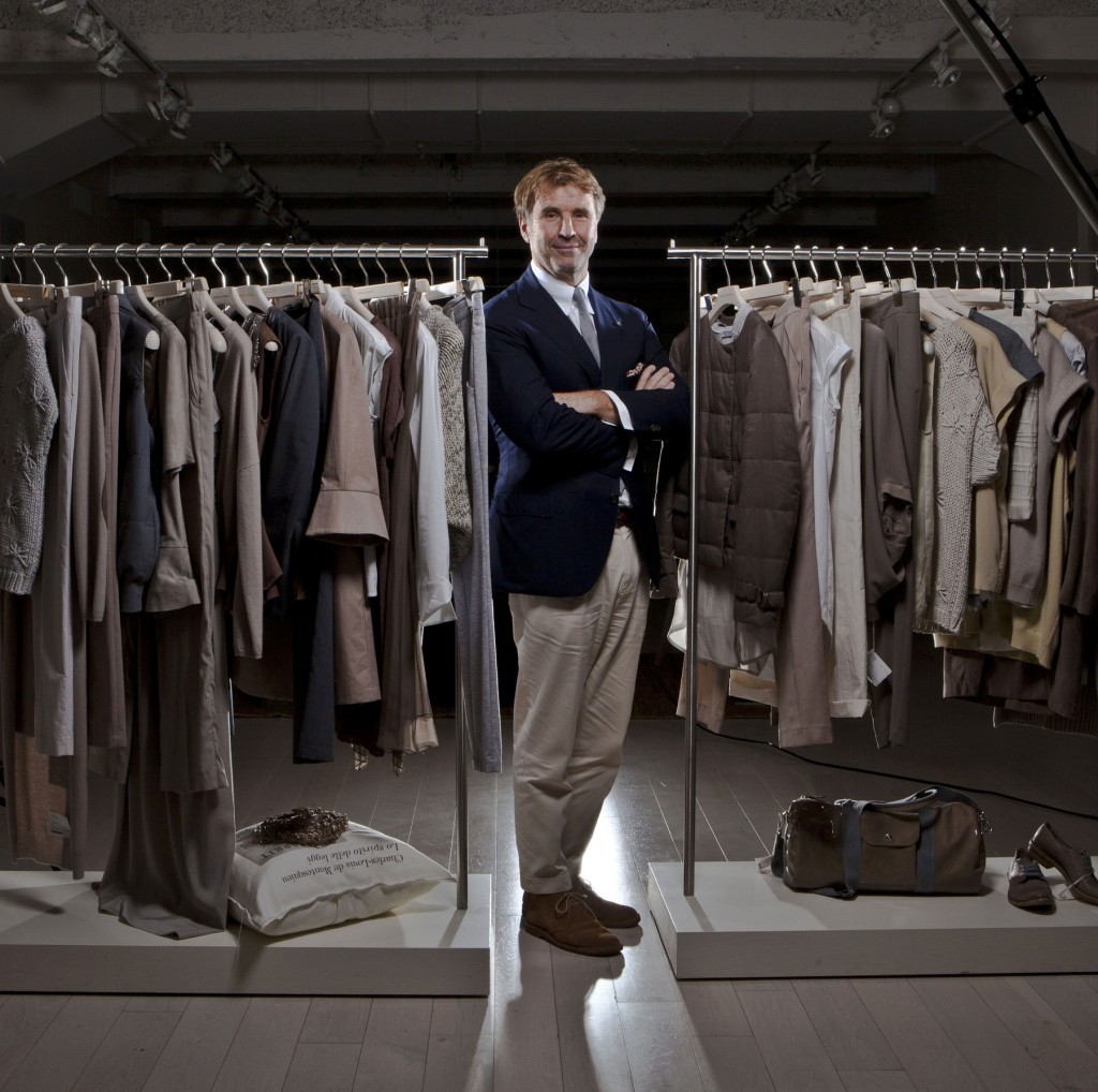 Brunello Cucinelli, chairman and chief executive officer of Brunello Cucinelli SpA, poses for a photograph inside the company's showrooms in New York, U.S., on Wednesday, Sept. 5, 2012. Ermenegildo Zegna SpA acquired 3 percent of Brunello Cucinelli SpA ahead of the cashmere clothier's initial public offering in April. Photographer: Christopher Goodney/Bloomberg via Getty Images