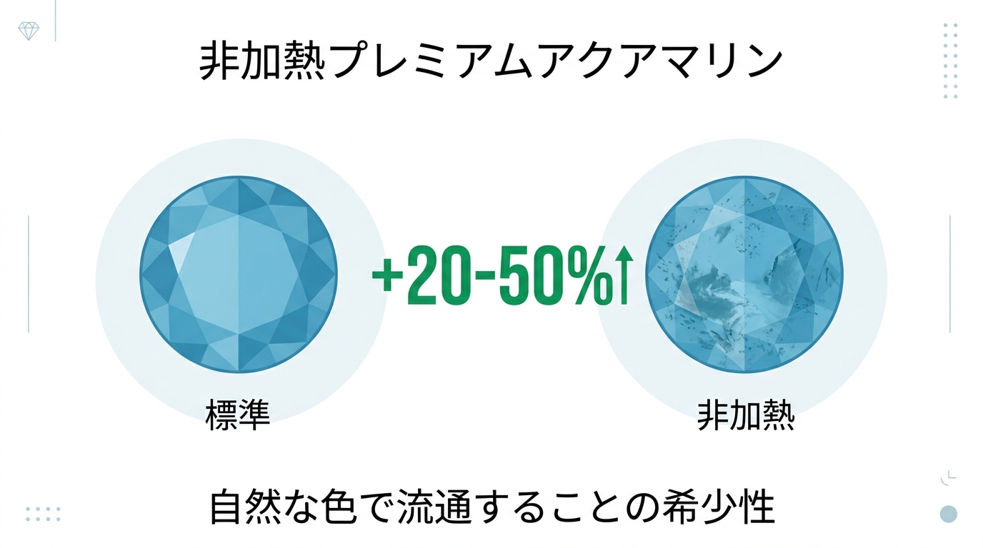 アクアマリンの「非加熱」で+20〜50%の上乗せ｜天然の色のまま売ると