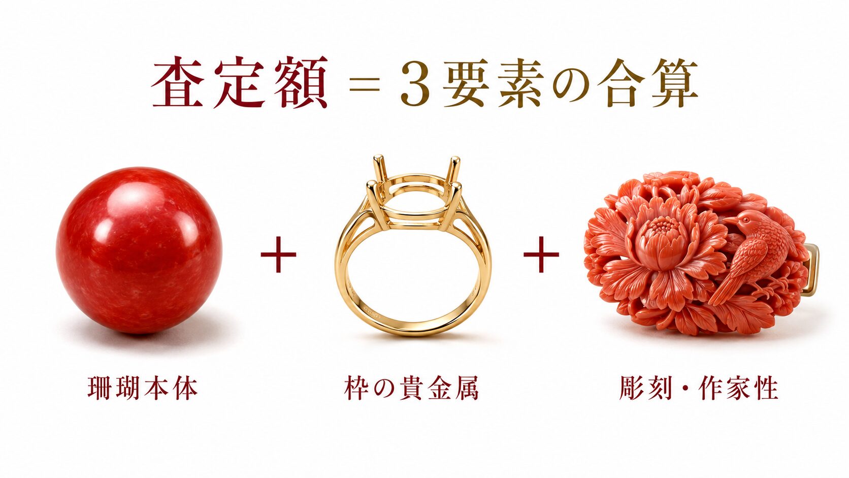 珊瑚の査定額はどう決まる｜珊瑚＋枠の貴金属＋彫刻・作家性の3要素