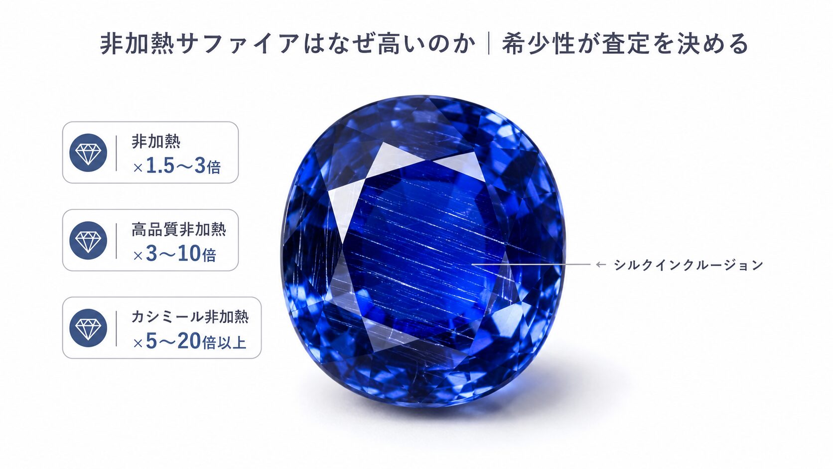 非加熱サファイアはなぜ高いのか｜シルクインクルージョンと処理の