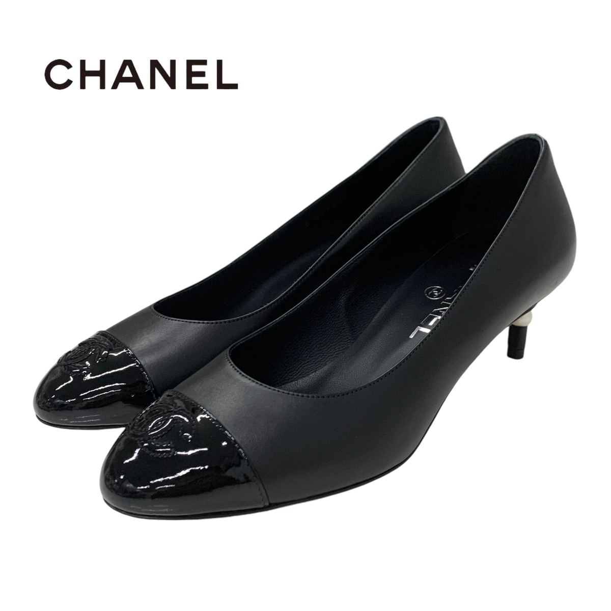 投稿記事「シャネル レザー パールヒール ココマーク パンプス ブラックを買取しました！」の商品画像