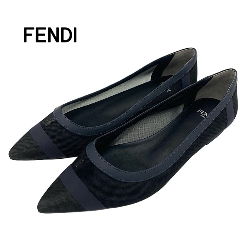 投稿記事「フェンディ メッシュ レザー フラットパンプス ブラックを買取しました！」の商品画像