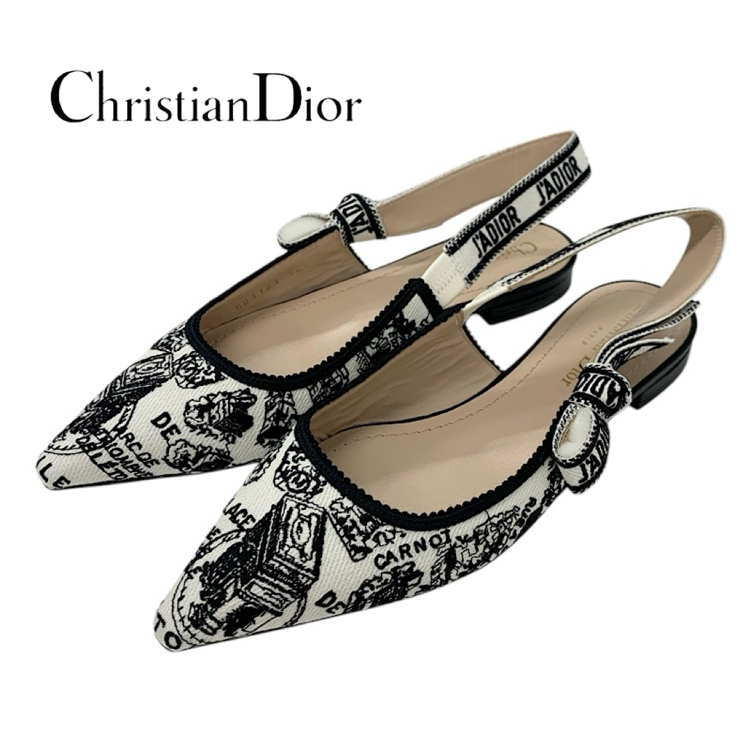 投稿記事「クリスチャンディオール J’ADIOR ファブリック スリングバック フラットパンプス ホワイト ブラックを買取しました！」の商品画像