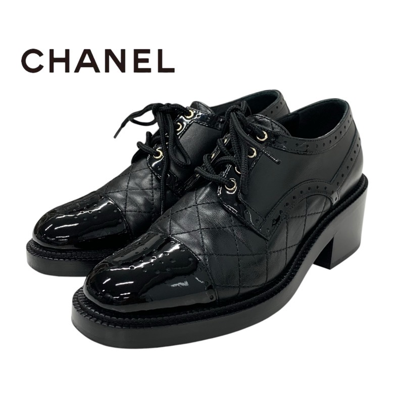 投稿記事「シャネル マトラッセ ココマーク レザー パテント ローファー ブラックを買取しました！」の商品画像