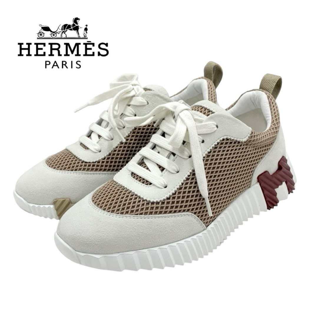 投稿記事「エルメス バウンシング ファブリック スエード スニーカー ベージュ ホワイトを買取しました！」の商品画像