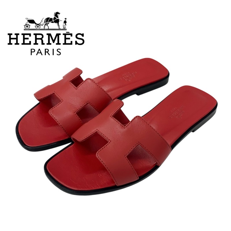 投稿記事「エルメス オラン レザー サンダル レッドを買取しました！」の商品画像