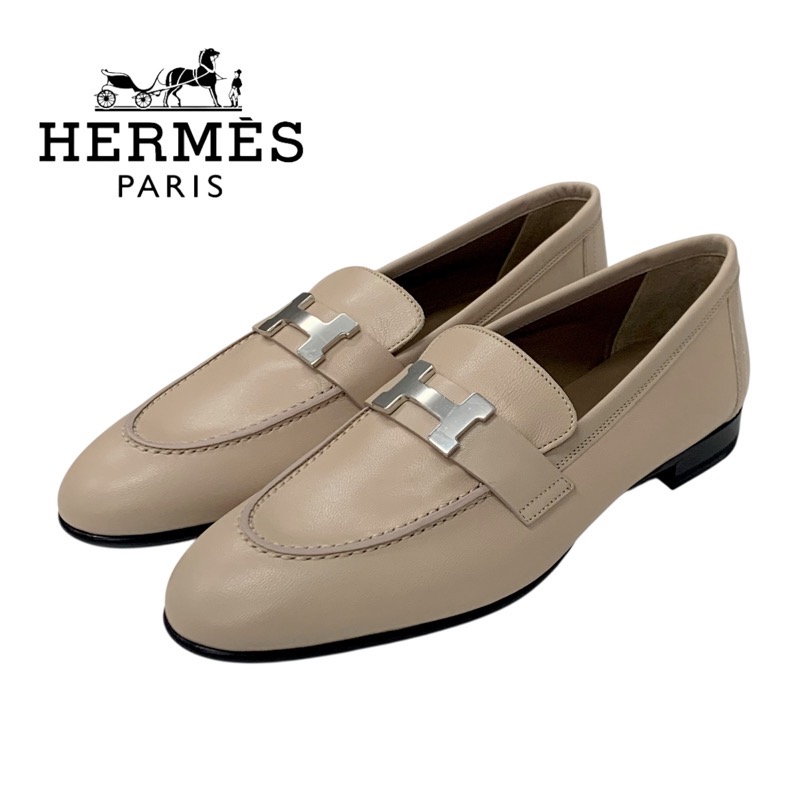 投稿記事「エルメス パリ H金具 レザー ローファー ベージュを買取しました！」の商品画像