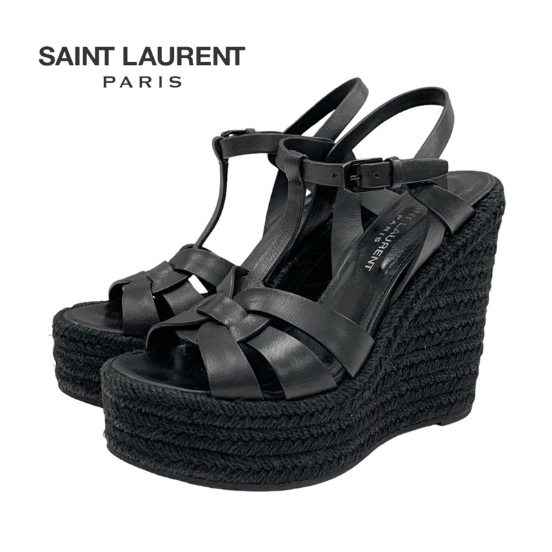 投稿記事「サンローランパリ レザー エスパドリーユ ウェッジソール ストラップ サンダル ブラックを買取しました！」の商品画像