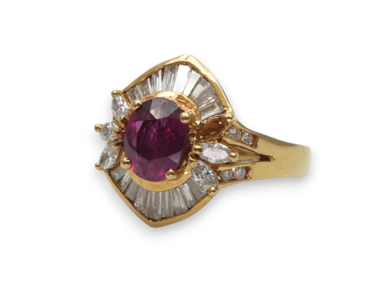 投稿記事「ルビー ダイヤ リング K18 イエローゴールド 石目なしを買取しました！」の商品画像