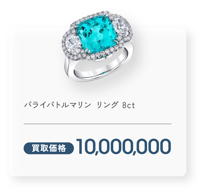 パライバトルマリン リング 8ct 買取価格10,000,000円