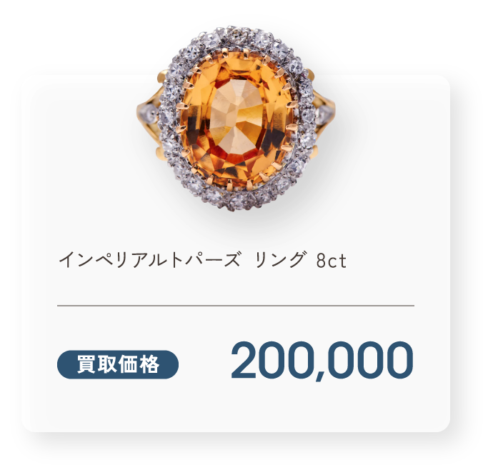 インペリアルトパーズ リング 8ct 買取価格200,000円