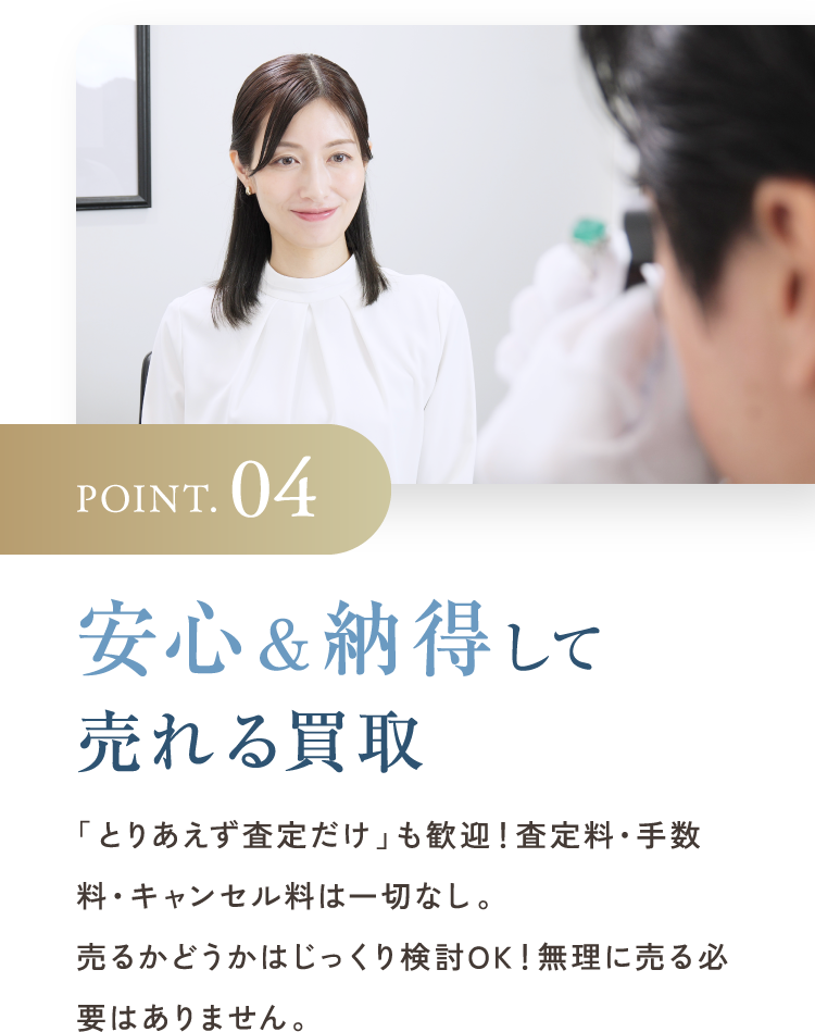POINT.04 安心&納得して売れる買取