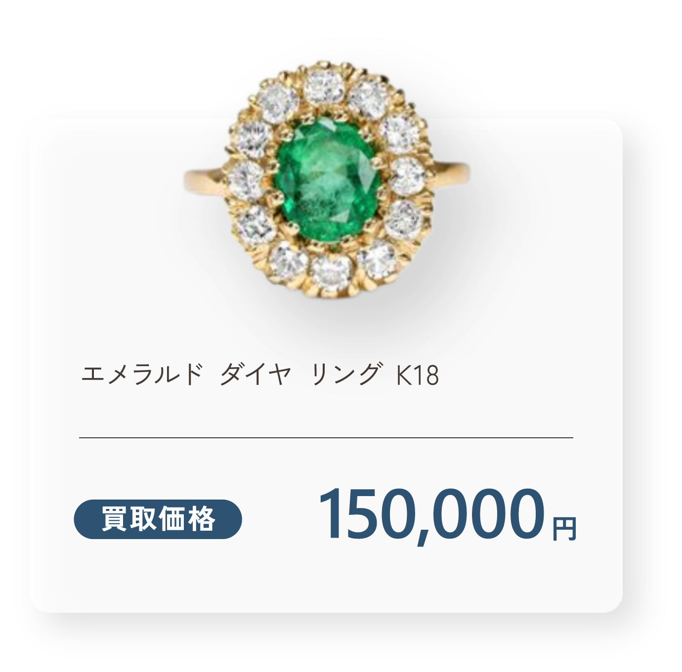 エメラルド ダイヤ リング K18 買取価格150,000円