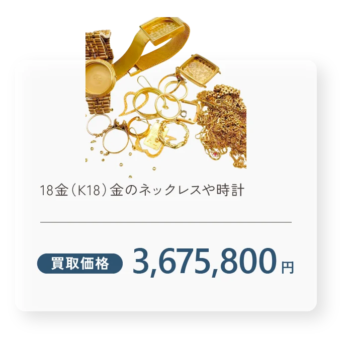 18金（K18）金のネックレスや時計 買取価格2,923,750円