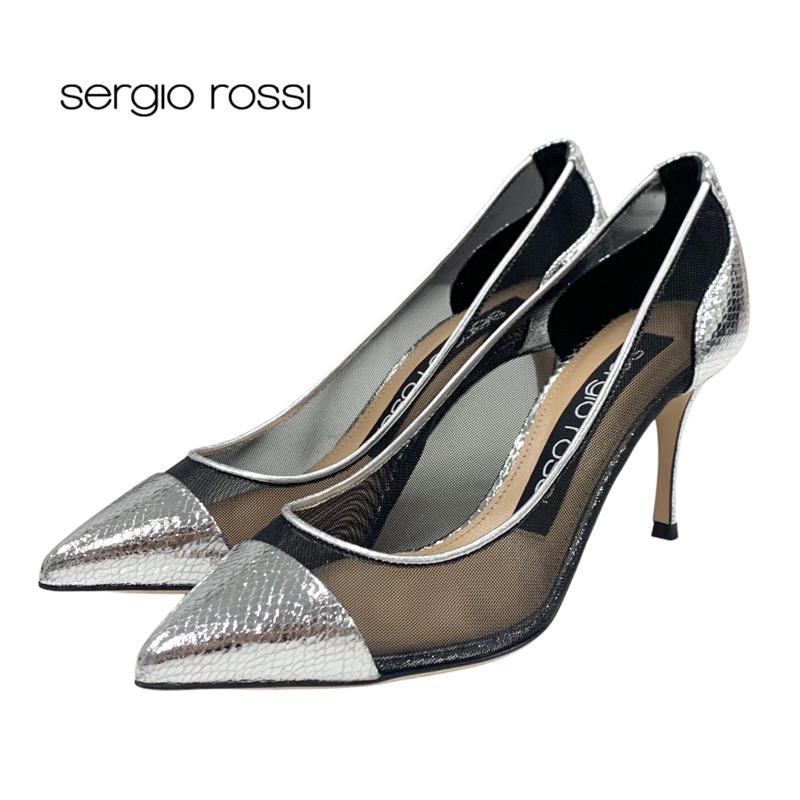 投稿記事「セルジオロッシ レザー メッシュ パイソン パンプス シルバー ブラックを買取しました！」の商品画像