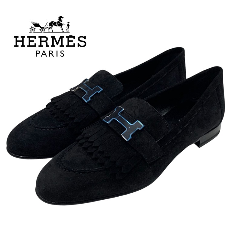 投稿記事「エルメス ロワイヤル スエード H金具 フリンジ ローファー ブラックを買取しました！」の商品画像