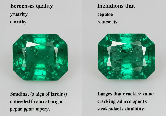 エメラルドの価値を決める7つの査定基準（クラリティ）の図解
