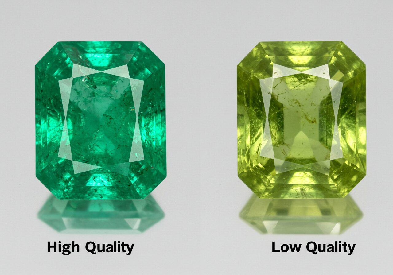 エメラルドの価値を決める7つの査定基準（カラー）の図解