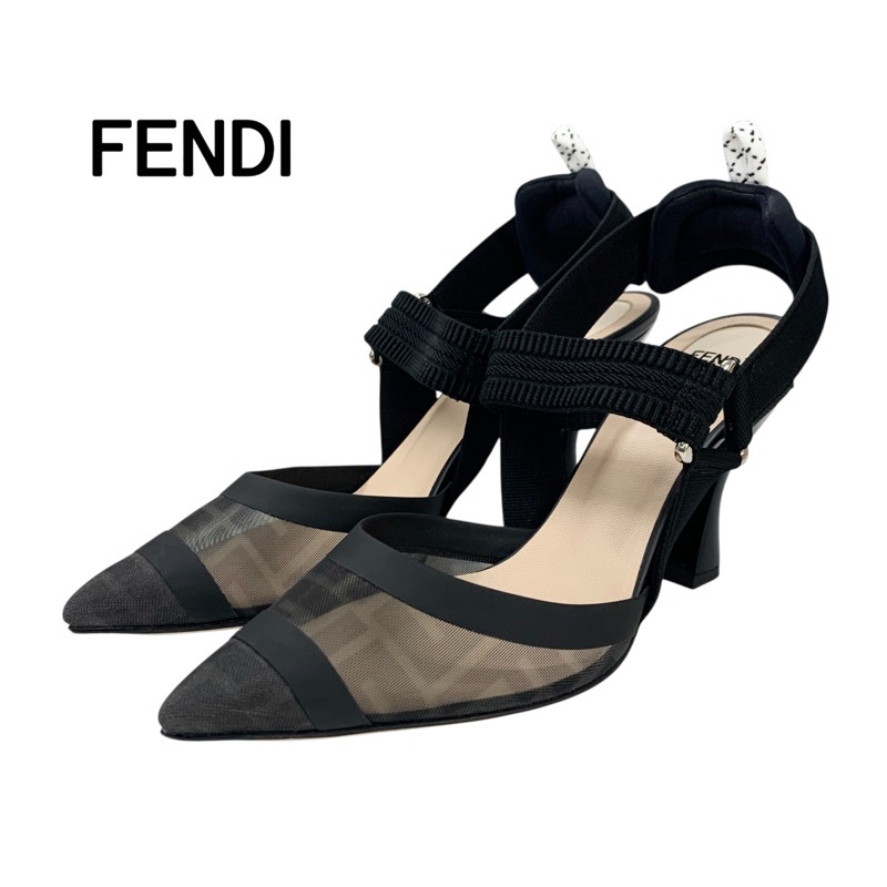 投稿記事「フェンディ コリブリ ファブリック メッシュ スリングバック パンプス ブラックを買取しました！」の商品画像