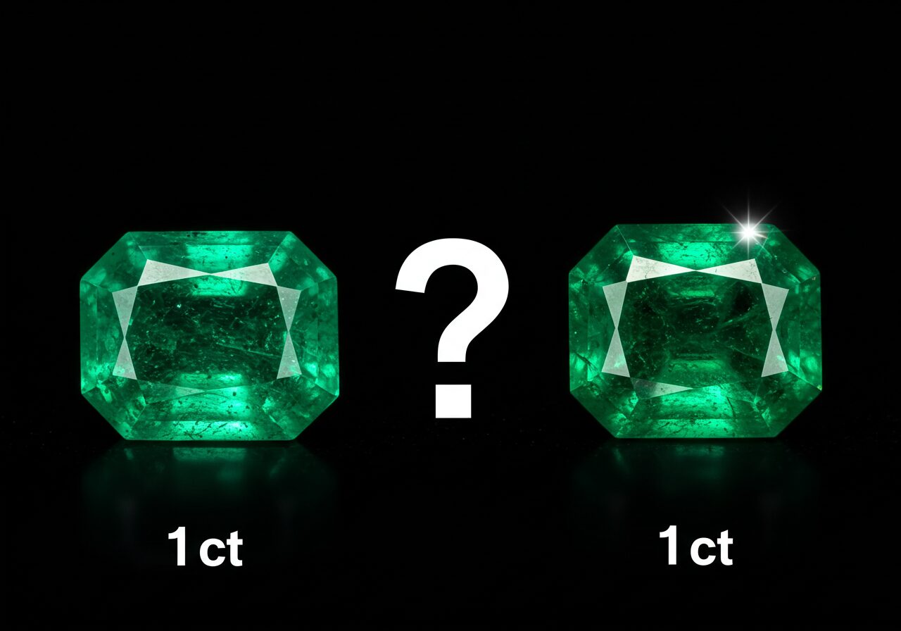 同じカラットでも値段の違うエメラルドの画像