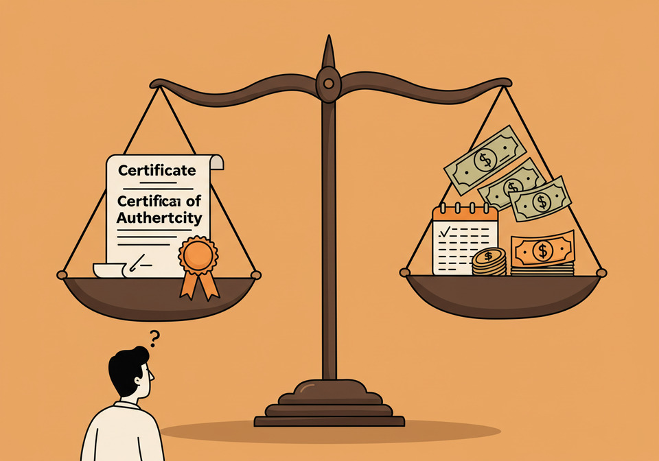 鑑別書を再発行するべきか悩む人のイメージ画像