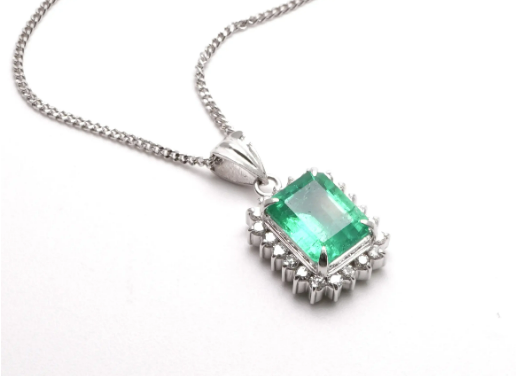 エメラルド ダイヤモンド ネックレス メレダイヤ