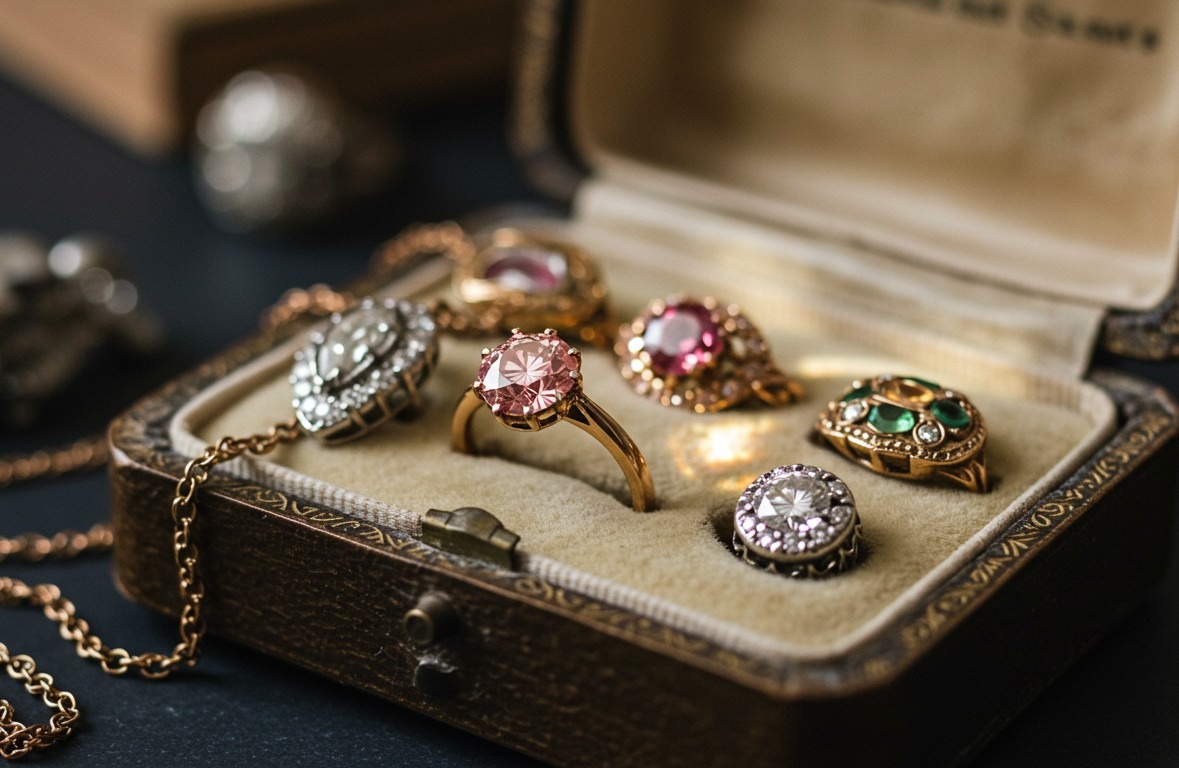 宝石のついた指輪がジュエリーボックスに入っている