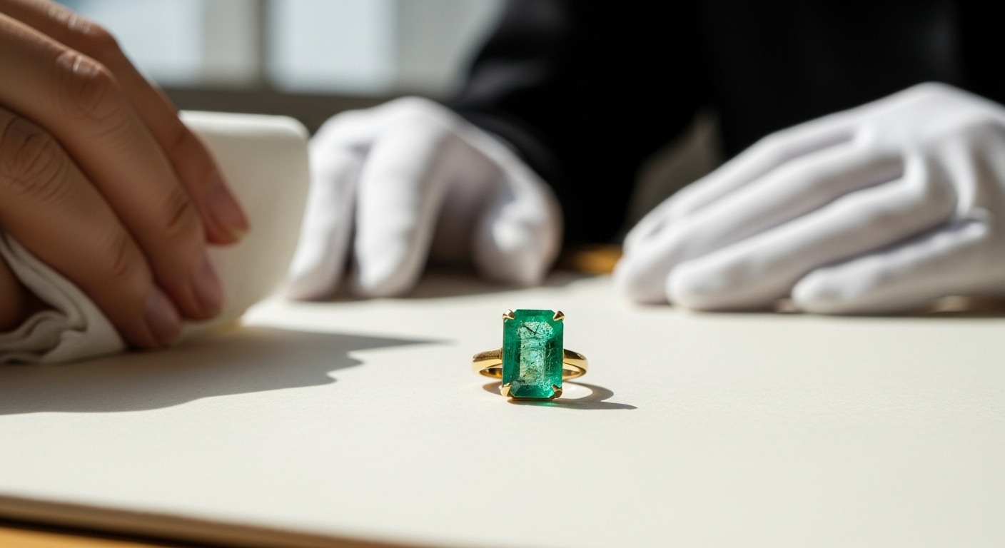 プロの鑑定士にエメラルドの査定を依頼しているイメージ画像