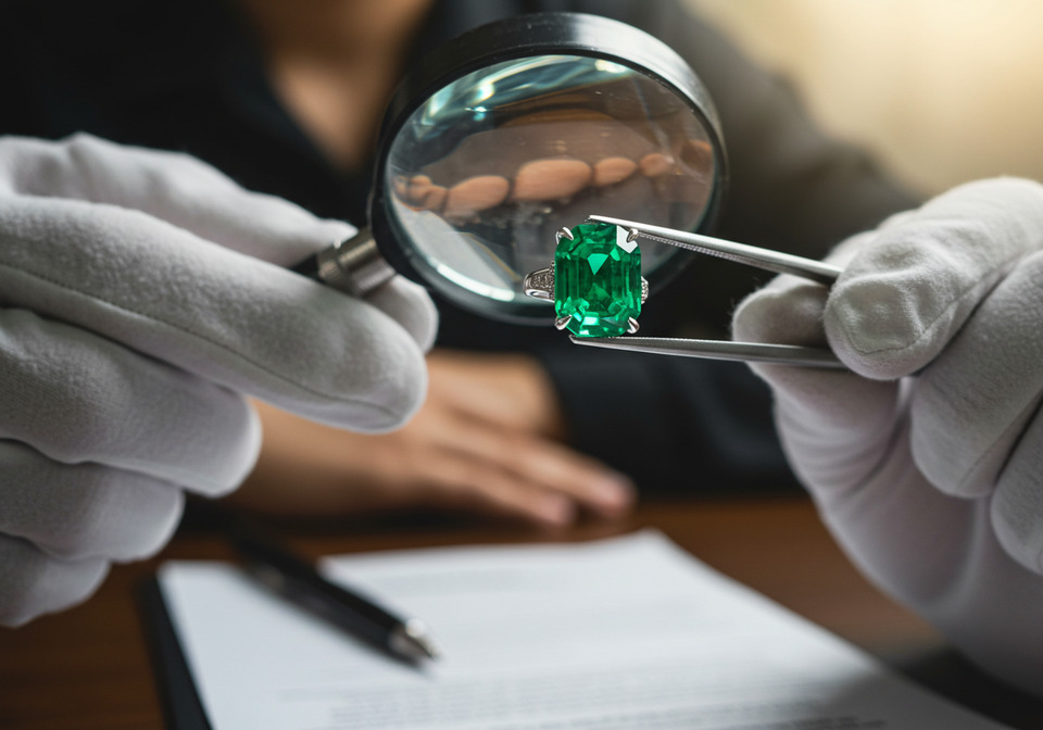 相続したエメラルドを鑑定する人のイメージ画像