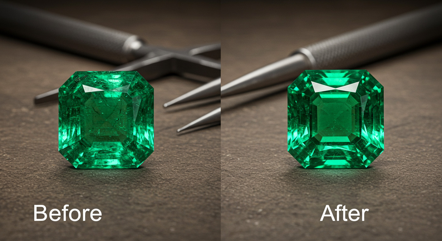 傷やヒビありのダイヤモンドをリカットした画像