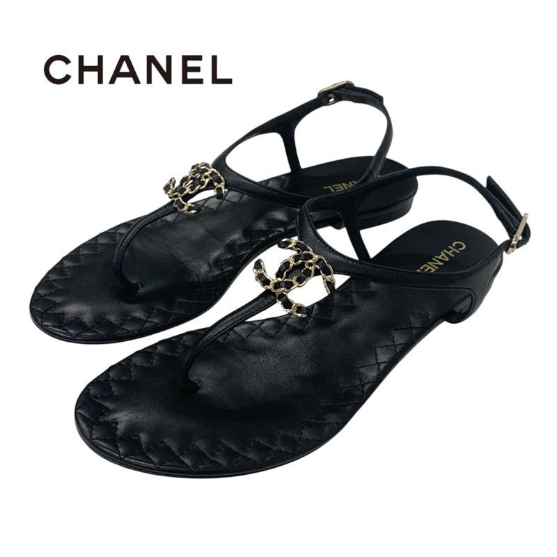 投稿記事「シャネル マトラッセ レザー ココマーク サンダル ストラップ チェーン ブラックを買取しました！」の商品画像