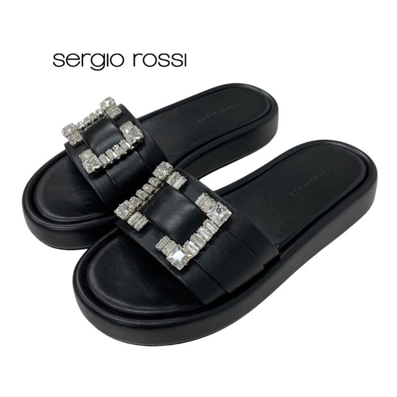 投稿記事「セルジオロッシ SR JELLY ビジュー レザー フラットサンダル ブラックを買取しました！」の商品画像