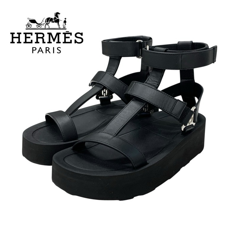 投稿記事「エルメス エニド レザー ベルクロ ストラップ サンダル ブラックを買取しました！」の商品画像