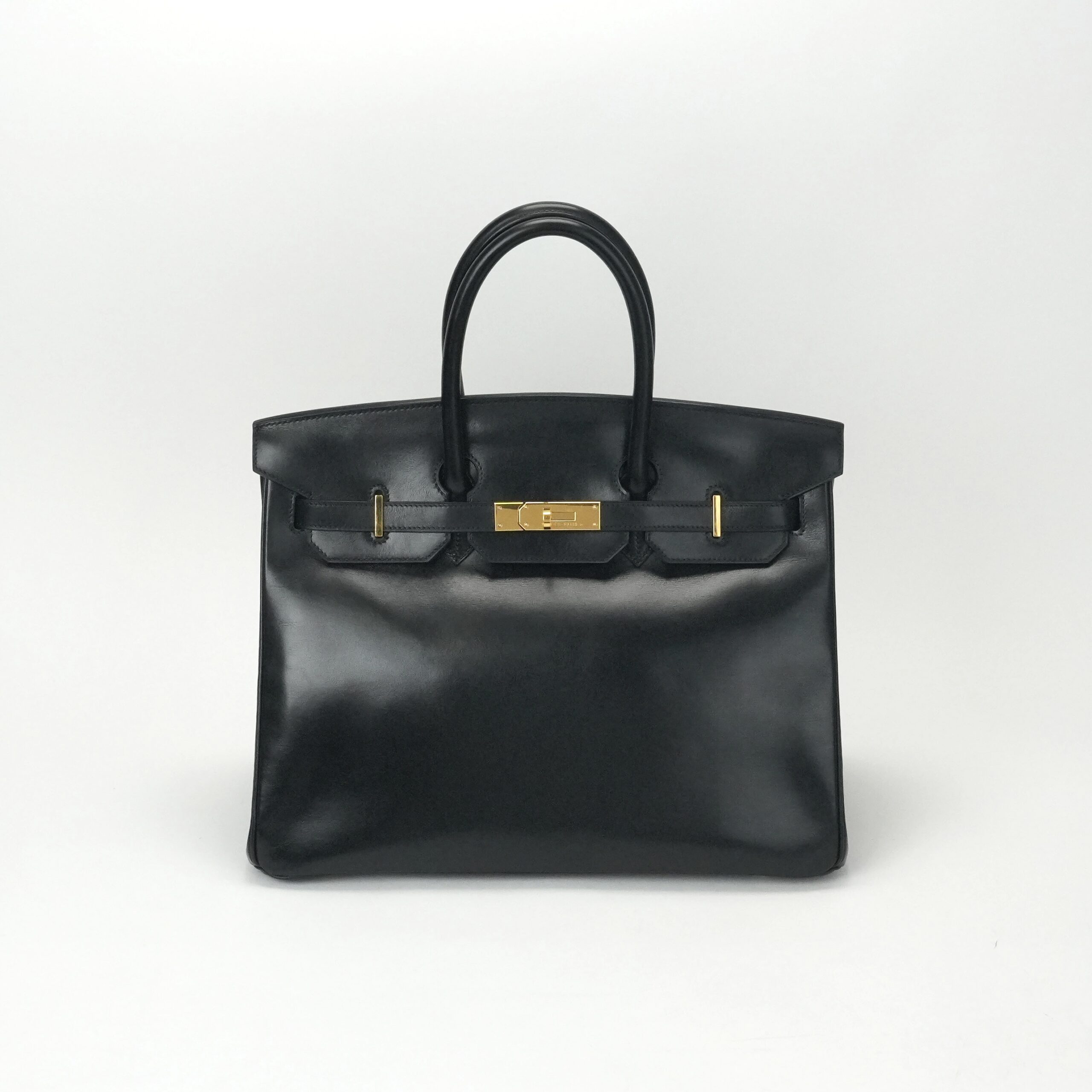 投稿記事「エルメス バーキン35 ボックスカーフ ブラック ゴールド金具を買取しました！」の商品画像