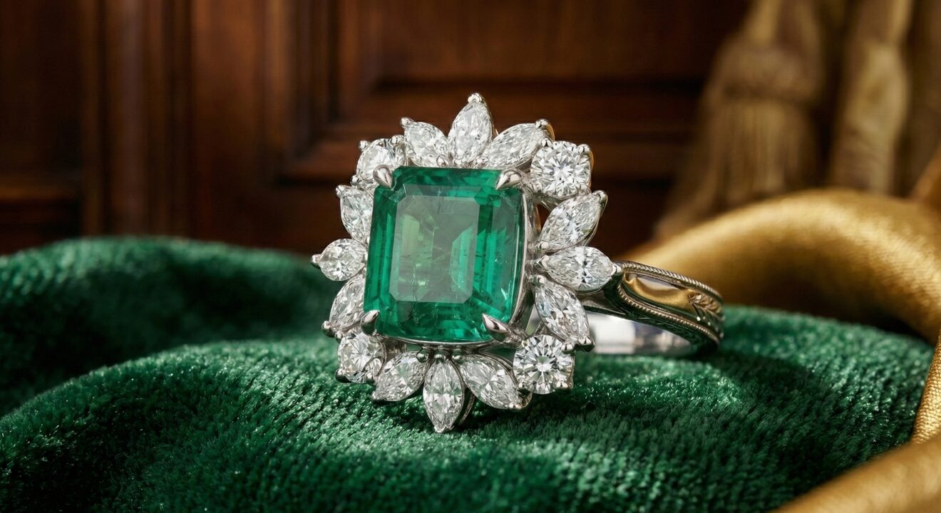 ボナムズのジュエリーオークションで落札されたエメラルドリングのイメージ画像