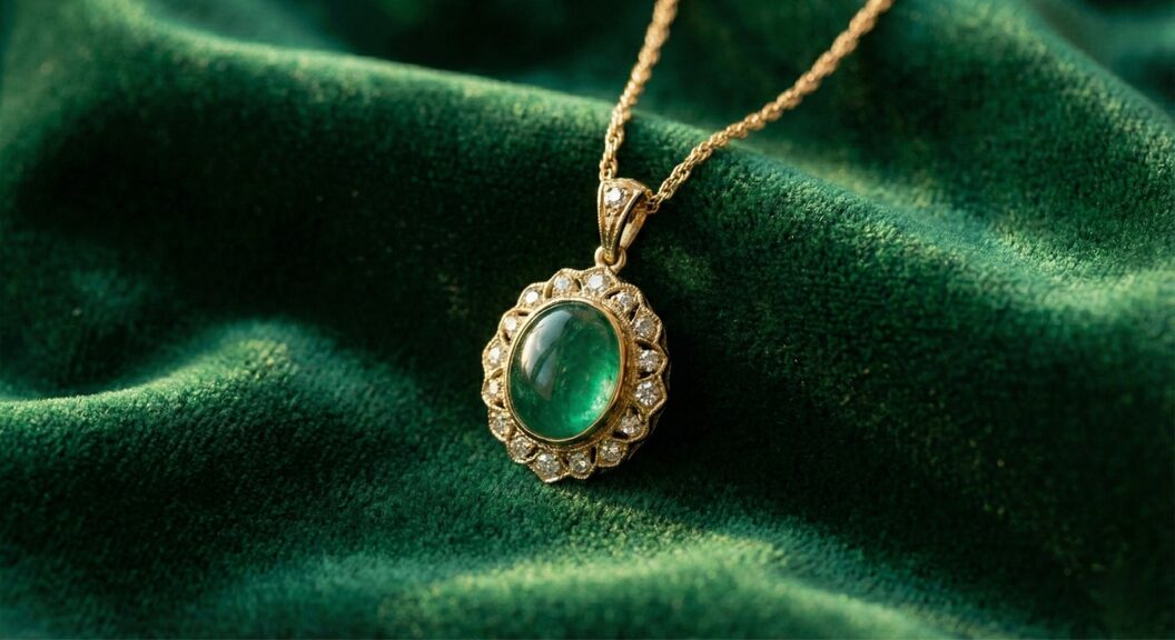 カボションカットのエメラルドネックレスのイメージ画像