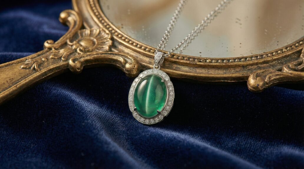 高品質なエメラルドキャッツアイのネックレスのイメージ画像