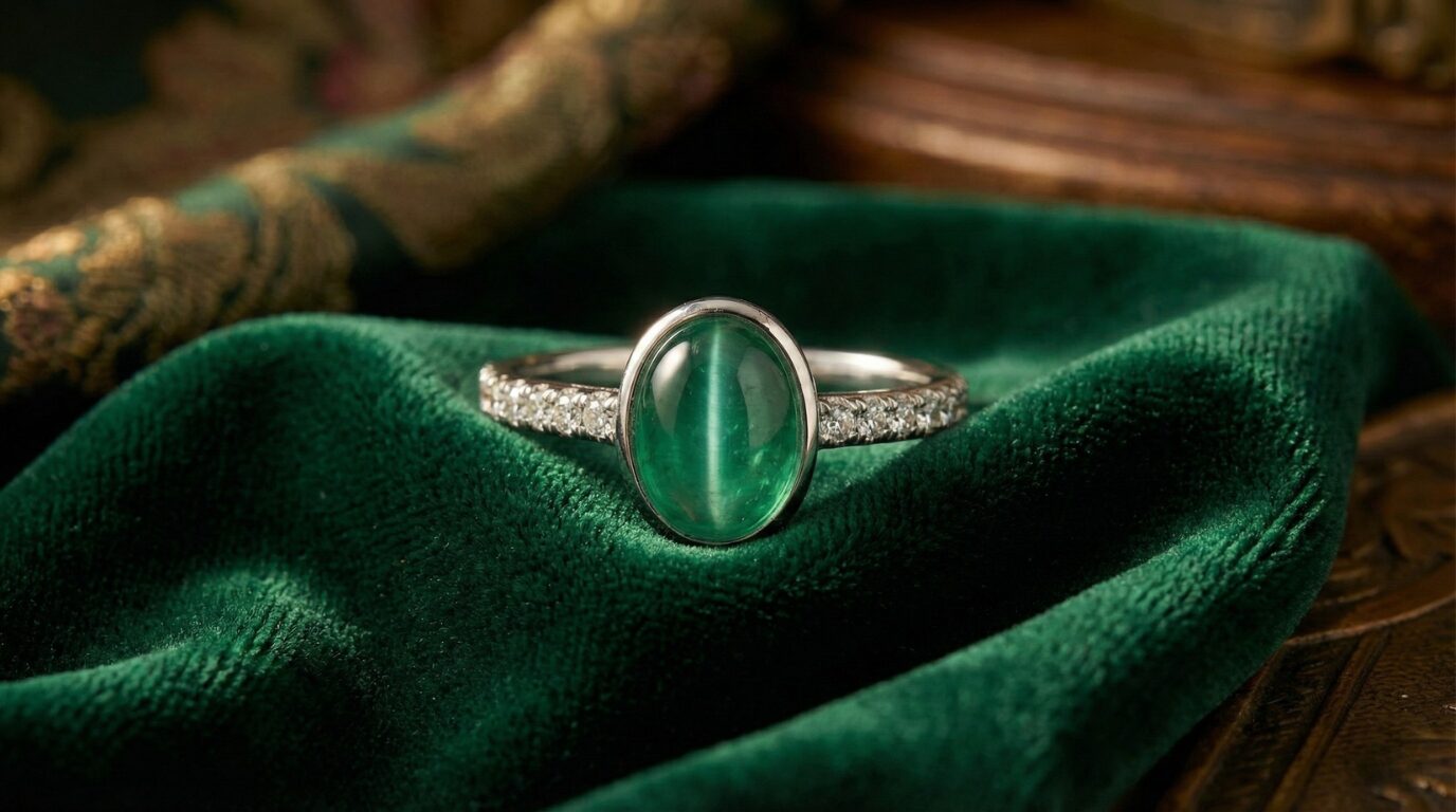 高品質なエメラルドキャッツアイリングのイメージ画像