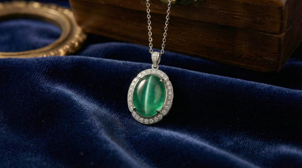 高品質なエメラルドキャッツアイのネックレスのイメージ画像