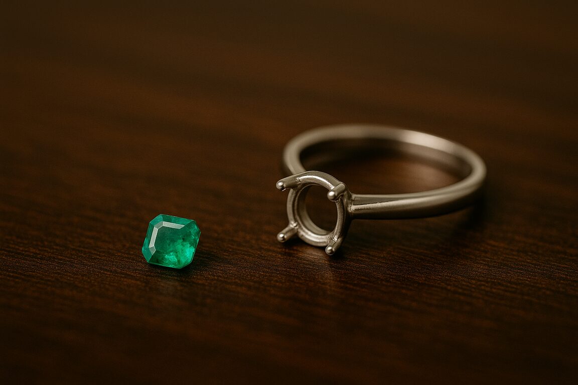 台座から外れてしまったエメラルドのルースのイメージ画像