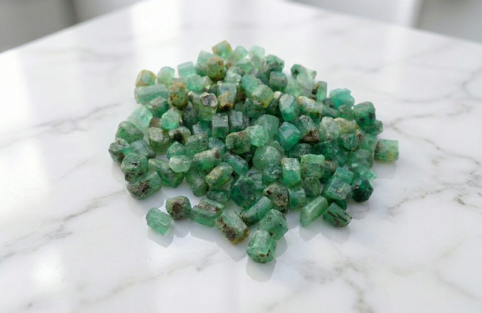 小粒のエメラルド原石のイメージ画像