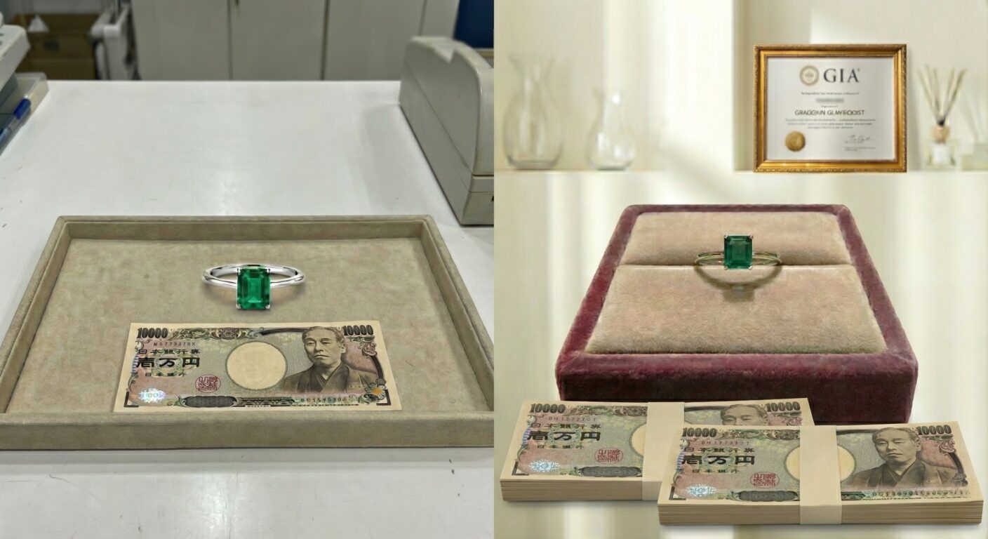 専門性のない買取店と優良専門店における、エメラルドリングの買取額の大きな違い