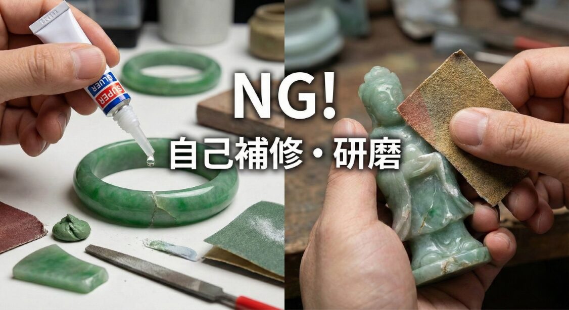 翡翠の自己補修のNG例のイメージ画像