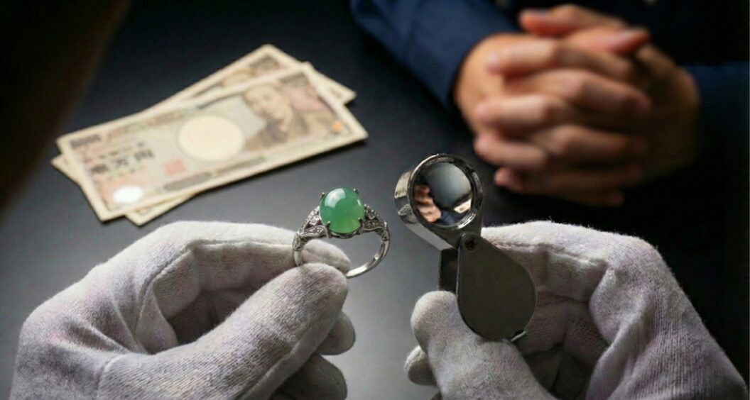 翡翠のリング査定風景のイメージ画像