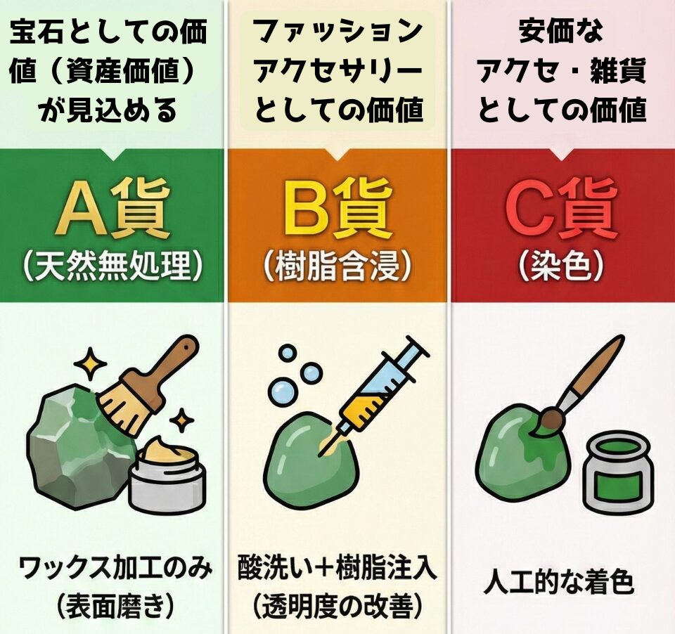 A・B・C貨の比較を図解した画像