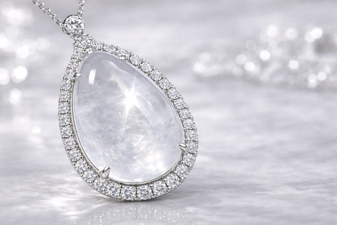 高品質な白翡翠（アイスジェダイト）のペンダントのイメージ画像