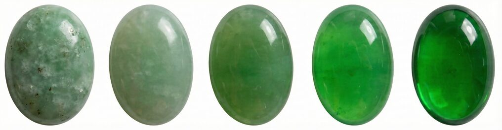 翡翠の色と透明度を図解した画像