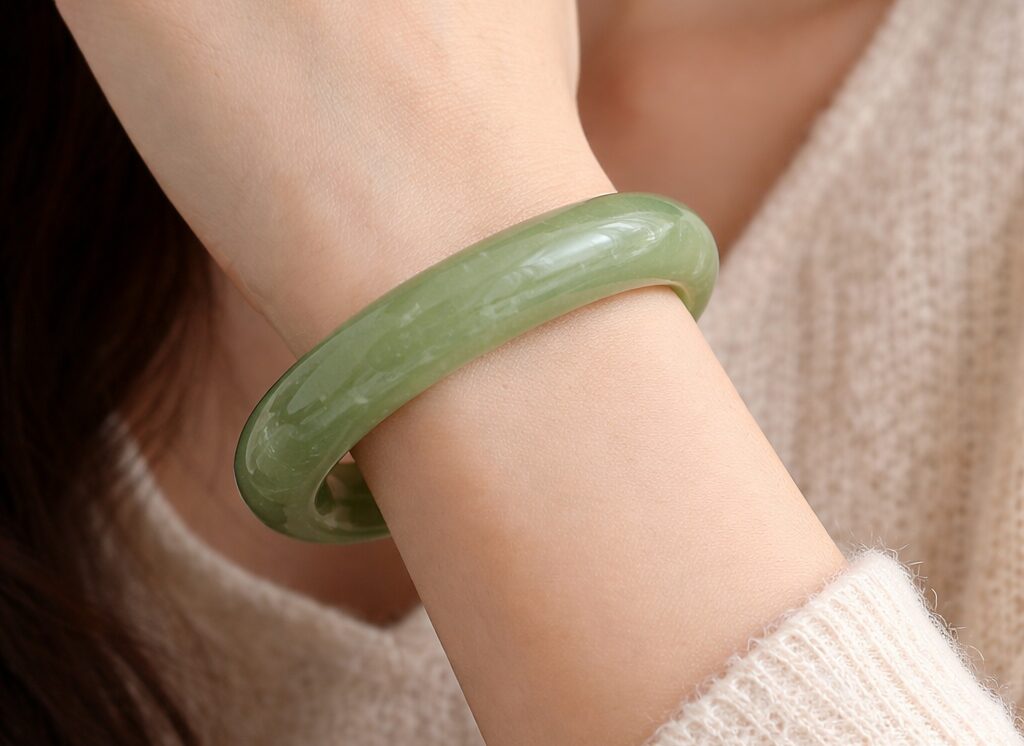 ネフライトを使ったバングルの着用イメージ画像