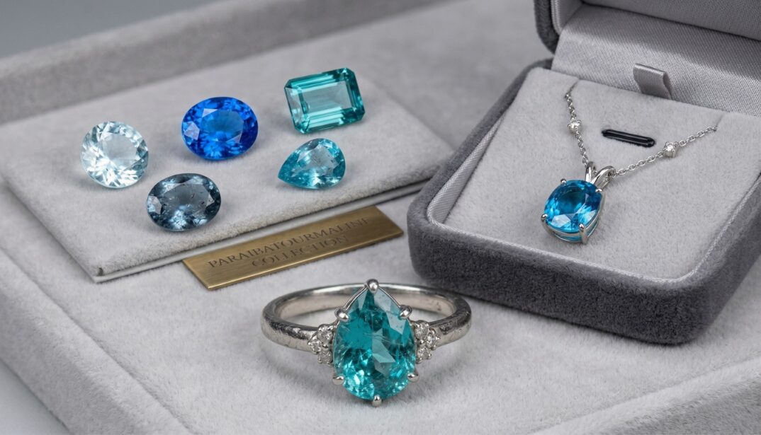 高品質なパライバトルマリンのジュエリーとルースのイメージ画像