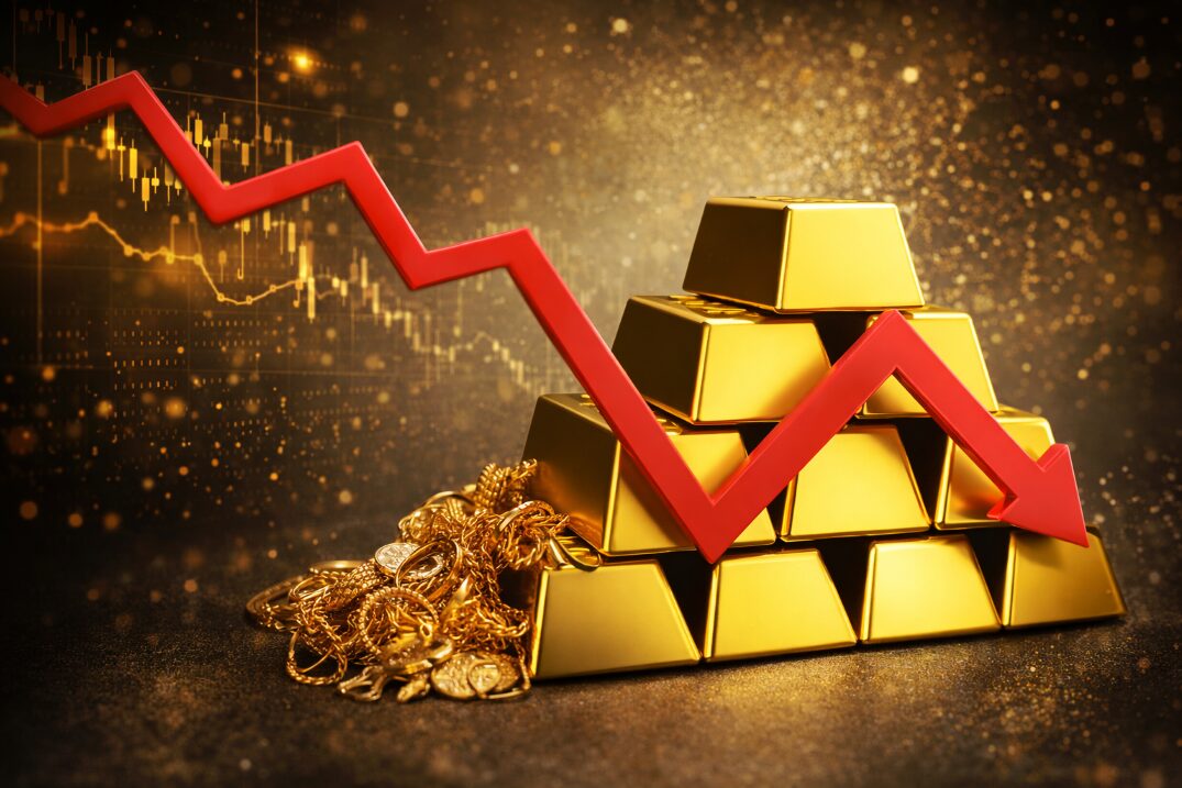 金の下落傾向をイメージした画像